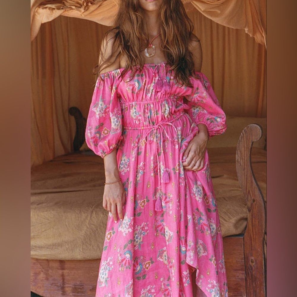 Spell & The Gypsy Solstice Linen Soiree Midi Dress - size XXS - NWT